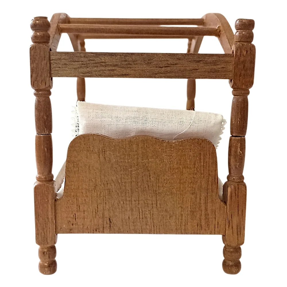 Vintage Dollhouse Canopy Bed Wood Miniature Furniture Pillows And Mattress‎